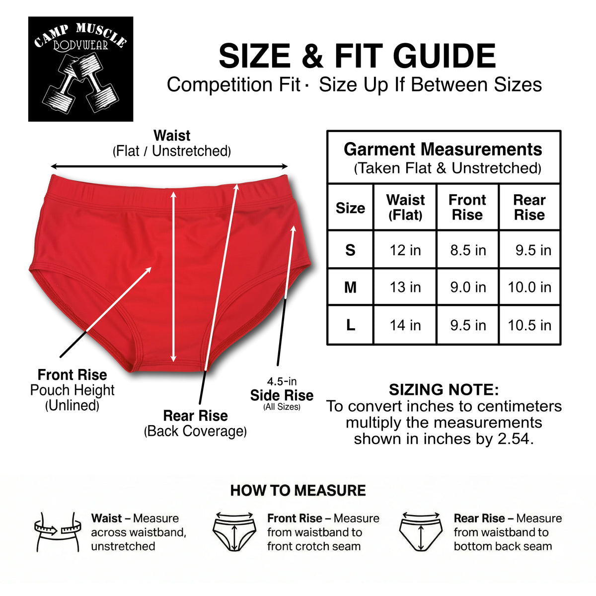 Classic Style Swim Briefs Sizing Guide