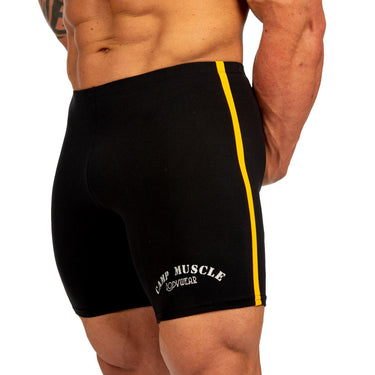 Camp Muscle Gym Training Shorts Black/Gold Stripe