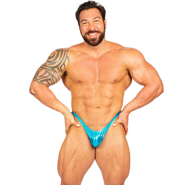 Camp Muscle Pro-Style Posing Trunks Turquoise Foil