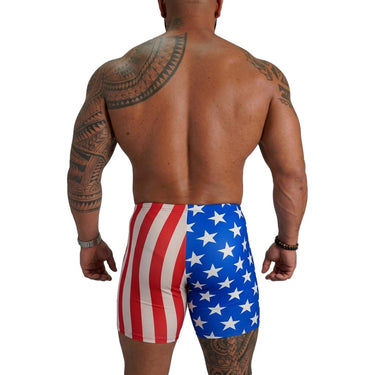 Camp Muscle Retro Stripe Gym Shorts Stars & Stripes