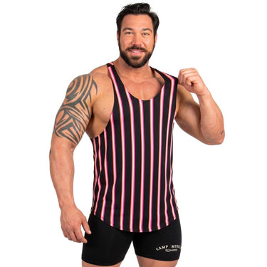 Camp Muscle Retro Neon Stripe Tank