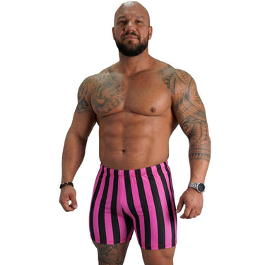 Men's Retro Stripe Shorts Black/Hot Pink