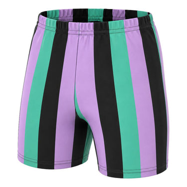 Camp Muscle Retro Stripe Gym Shorts Tri-Color Mint Lilac