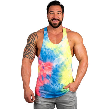Retro Tie-Dye Tank Neon Pink Yellow