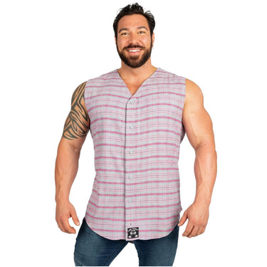 Tapered Sleeveless Flannel Gray/Pink