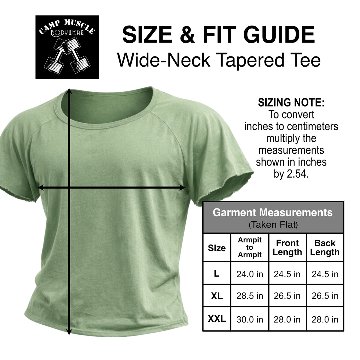 Wide-Neck Tapered Tee Sizing Guide