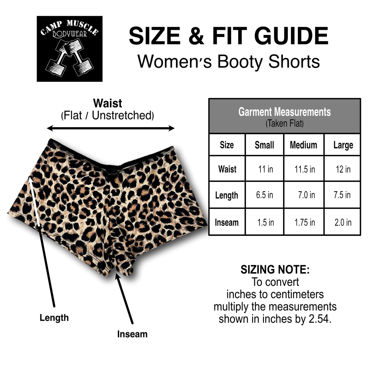 Cheeky Booty Shorts Sizing Guide