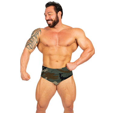Camp Muscle Classic Swim Briefs Green Camo
