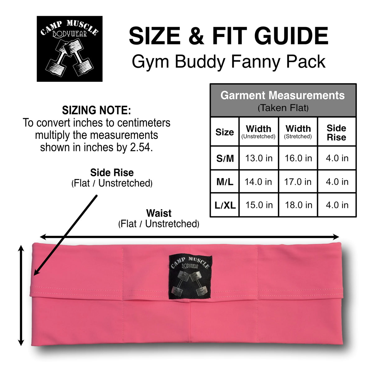 Gym Buddy Fanny Pack Sizing Guide