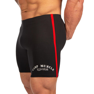 Camp Muscle Gym Training Shorts Black/Red Stripe
