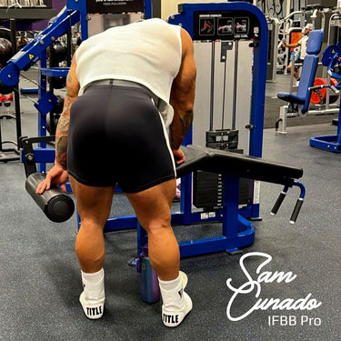 Gym Training Shorts Wide Stripe Black/White IFBB Pro Sam Cunado