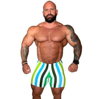 Camp Muscle Retro Stripe Gym Shorts Ultra Lightweight