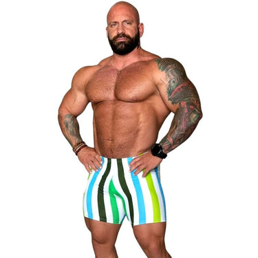 Camp Muscle Retro Stripe Gym Shorts Ultra Lightweight