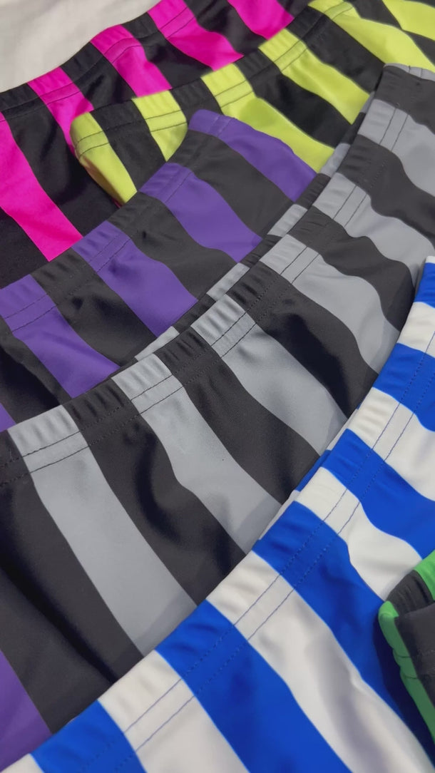 Camp Muscle Retro Stripe Gym Shorts Video