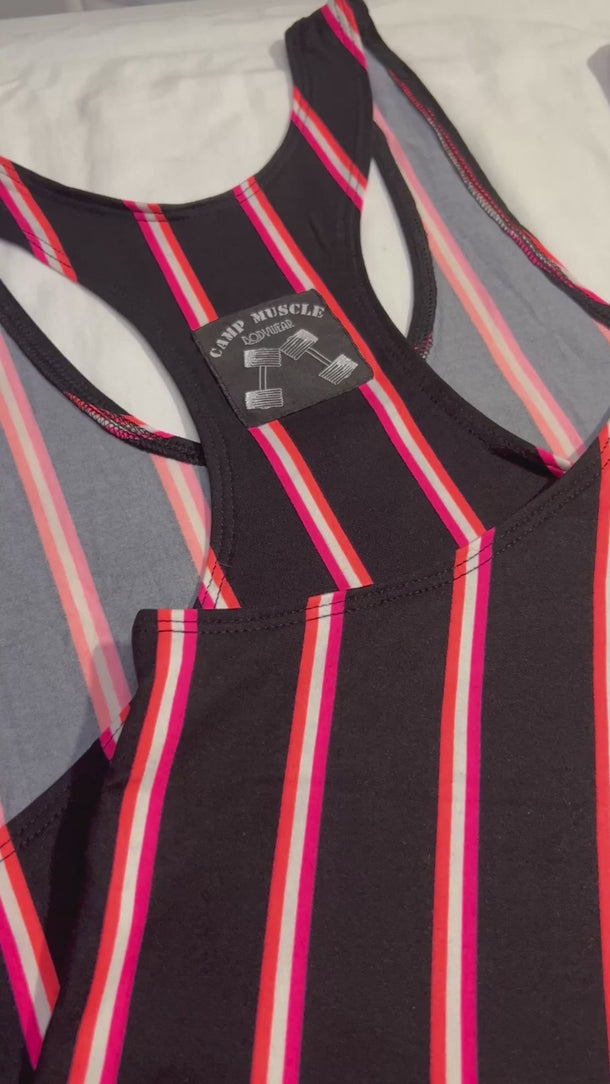 Camp Muscle Retro Neon Stripe Tank Video