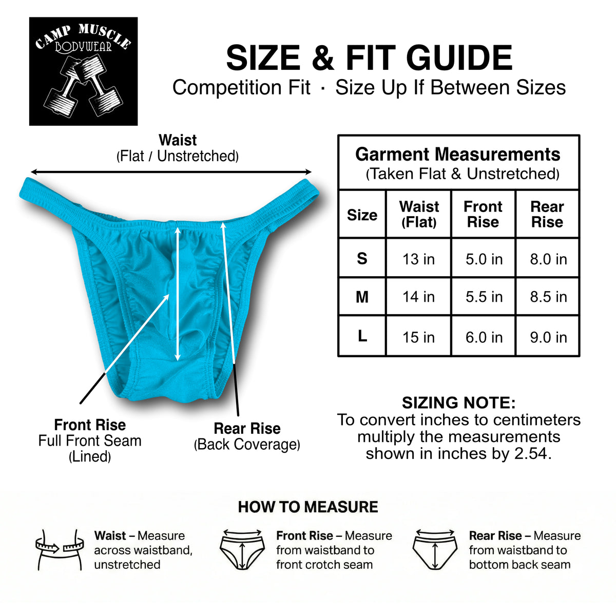 Pro-Cut Posing Trunks Sizing Guide