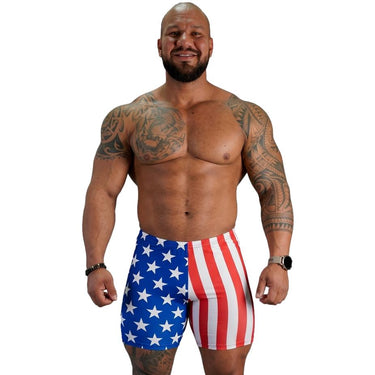 Camp Muscle Retro Stripe Gym Shorts Stars & Stripes