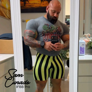 Men's Retro Stripe Shorts Black/Neon Yellow