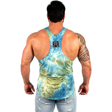 Retro Tie-Dye Tank Teal Olive