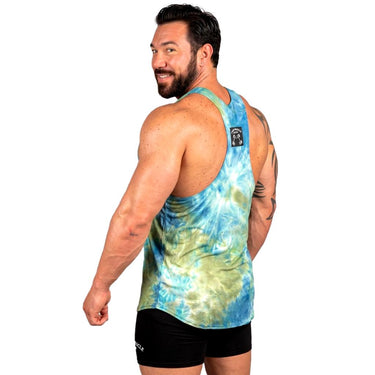 Retro Tie-Dye Tank Teal Olive