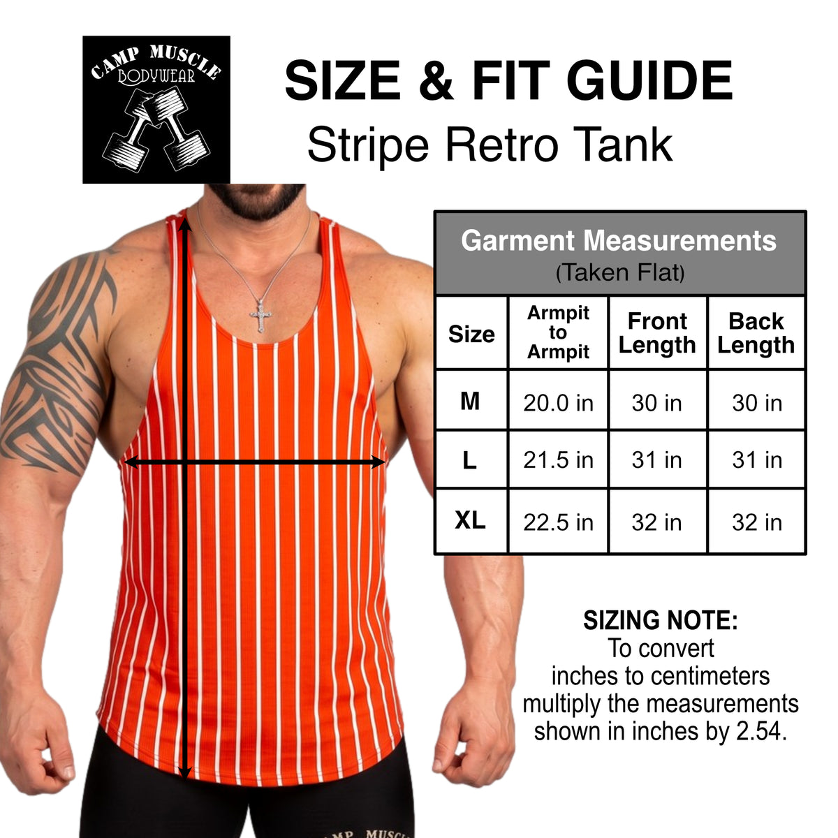 Retro Stripe Tank Sizing Guide