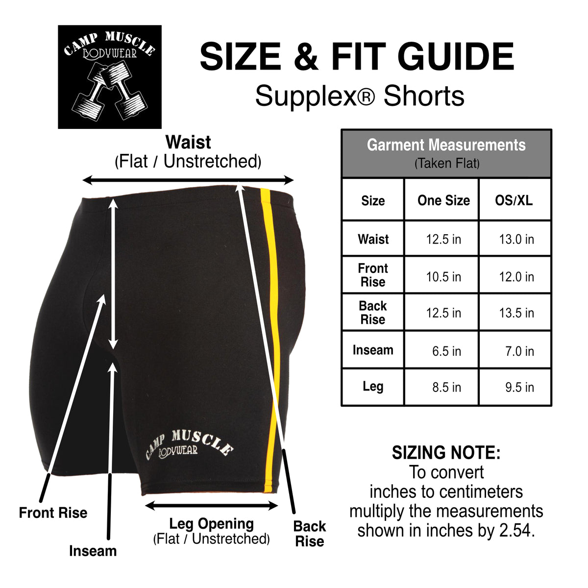 Supplex® Training Shorts Sizing Guide