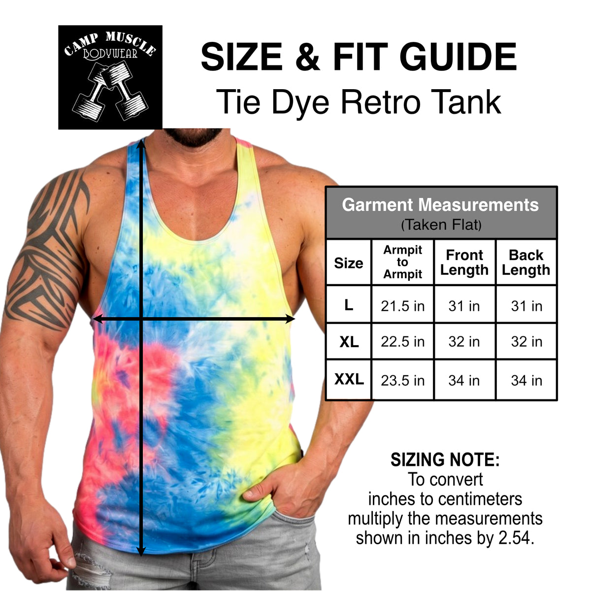 Retro Tie-Dye Tank Sizing Guide
