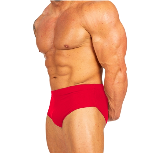 Red Classic Physique Style Swim Trunks