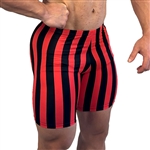 Black Red Stripe Vintage Spandex Shorts Bodybuilding Gym Training