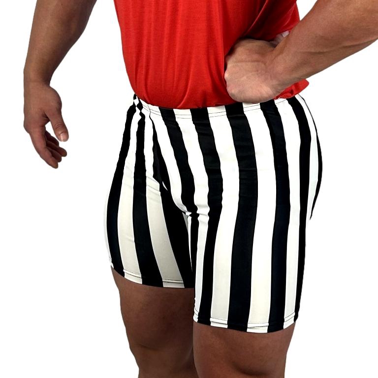 Black/White Striped Vintage Spandex Gym Shorts