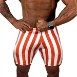 Red White Stripe Vintage Spandex Shorts Bodybuilding Gym Training