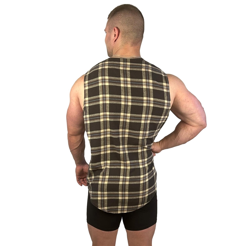 Camp Muscle Sleeveless Flannel Baseball Shirt - Red/Black - Large