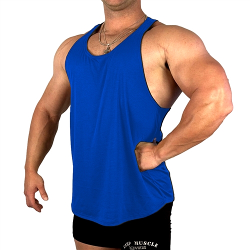 Royal Blue Poly Rayon Hybrid Stringer Tank Bodybuilding Muscle