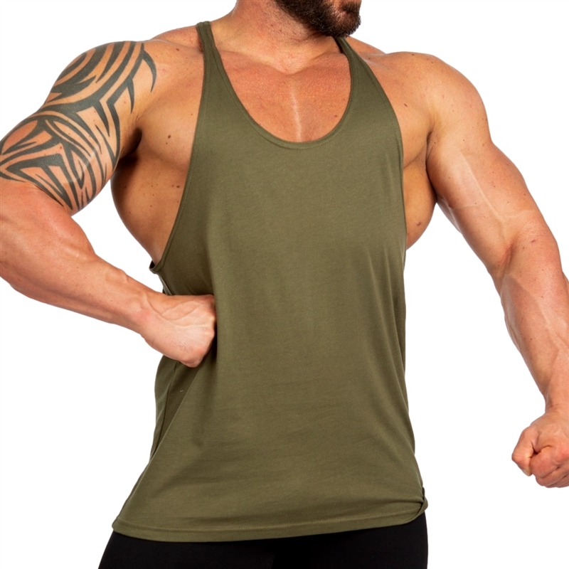  Muscle Alive Mens Bodybuilding Stringer Tank Tops Cotton  Racerback Arch Hem Black Color Size S : Clothing, Shoes & Jewelry