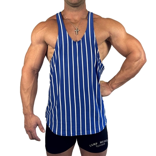 90s Retro Royal Blue Stripe Tank Curved Bottom Hybrid Stringer Tank