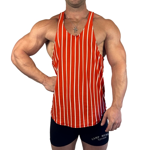 90s Retro Red Stripe Tank Curved Bottom Hybrid Stringer Tank