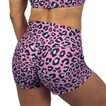 Pink Leopard Print Scrunch Butt Shorts Cheeky Yoga Gym Fitness