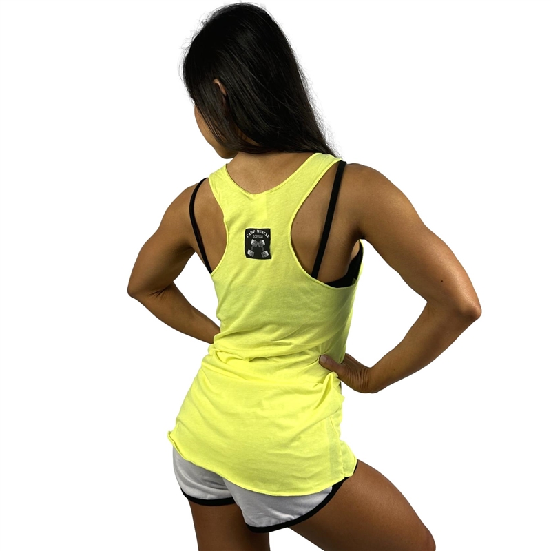 Fit Muscle Loose Bodywear Cotton Neon Tank | Yellow Top Camp Racerback
